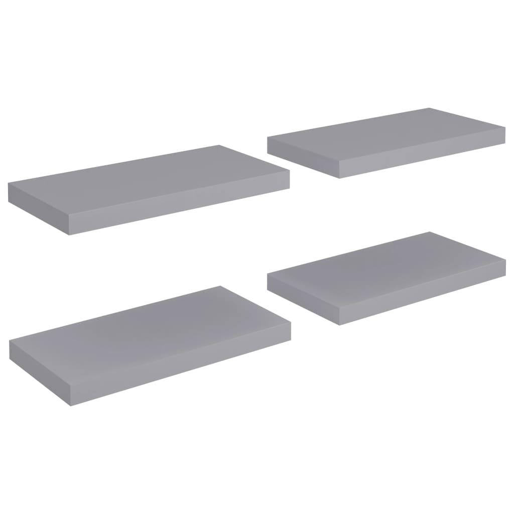 Rafturi De Perete Suspendate, 4 Buc., , 50X23X3,8 Cm, Mdf Gri