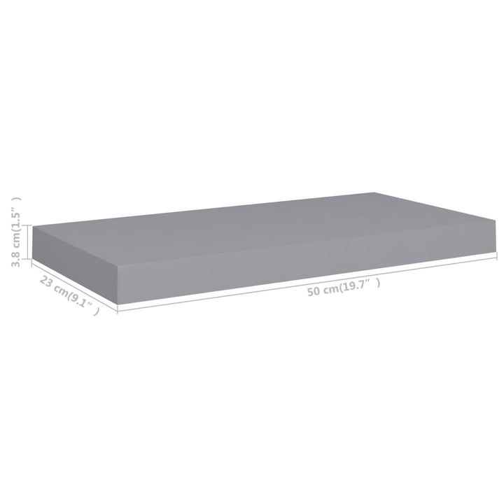 Rafturi De Perete Suspendate, 4 Buc., , 50X23X3,8 Cm, Mdf Gri