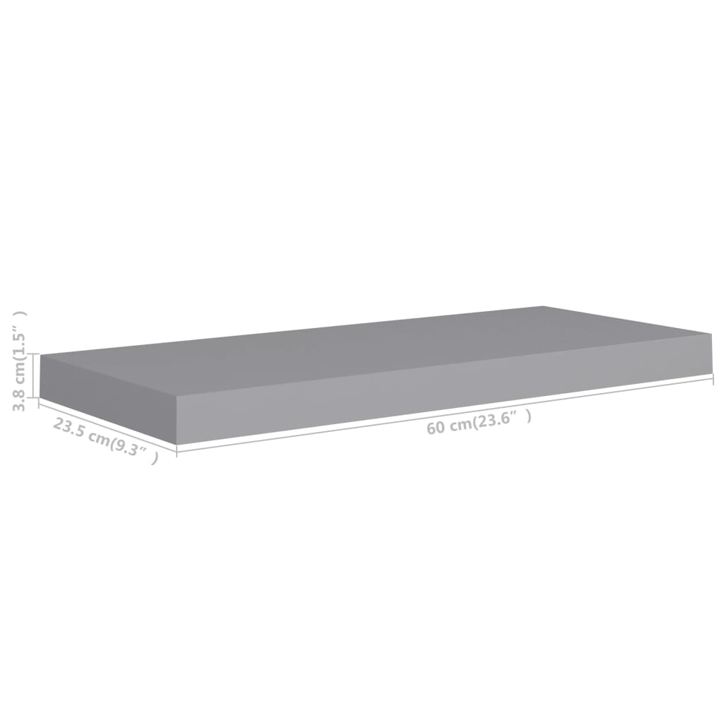 Raft De Perete Suspendat, , 60X23,5X3,8 Cm, Mdf Gri