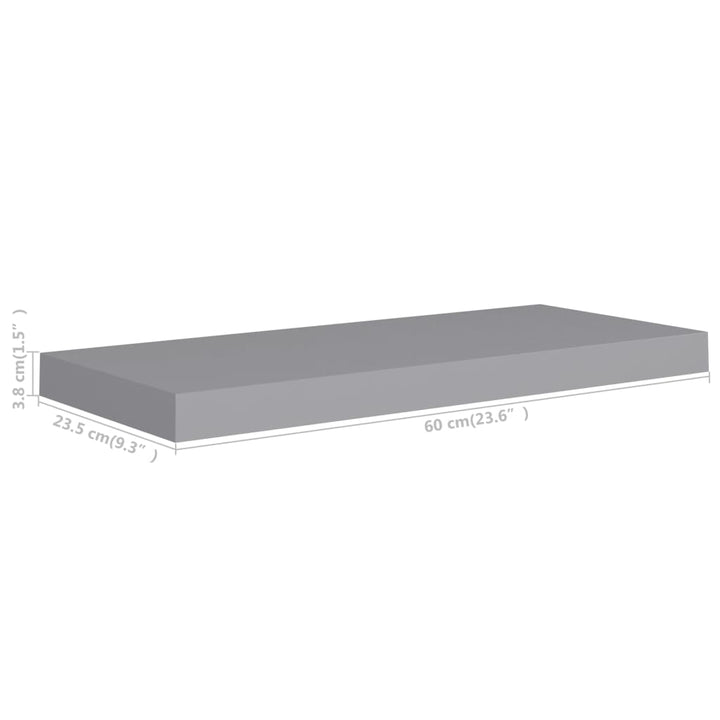 Raft De Perete Suspendat, , 60X23,5X3,8 Cm, Mdf Gri
