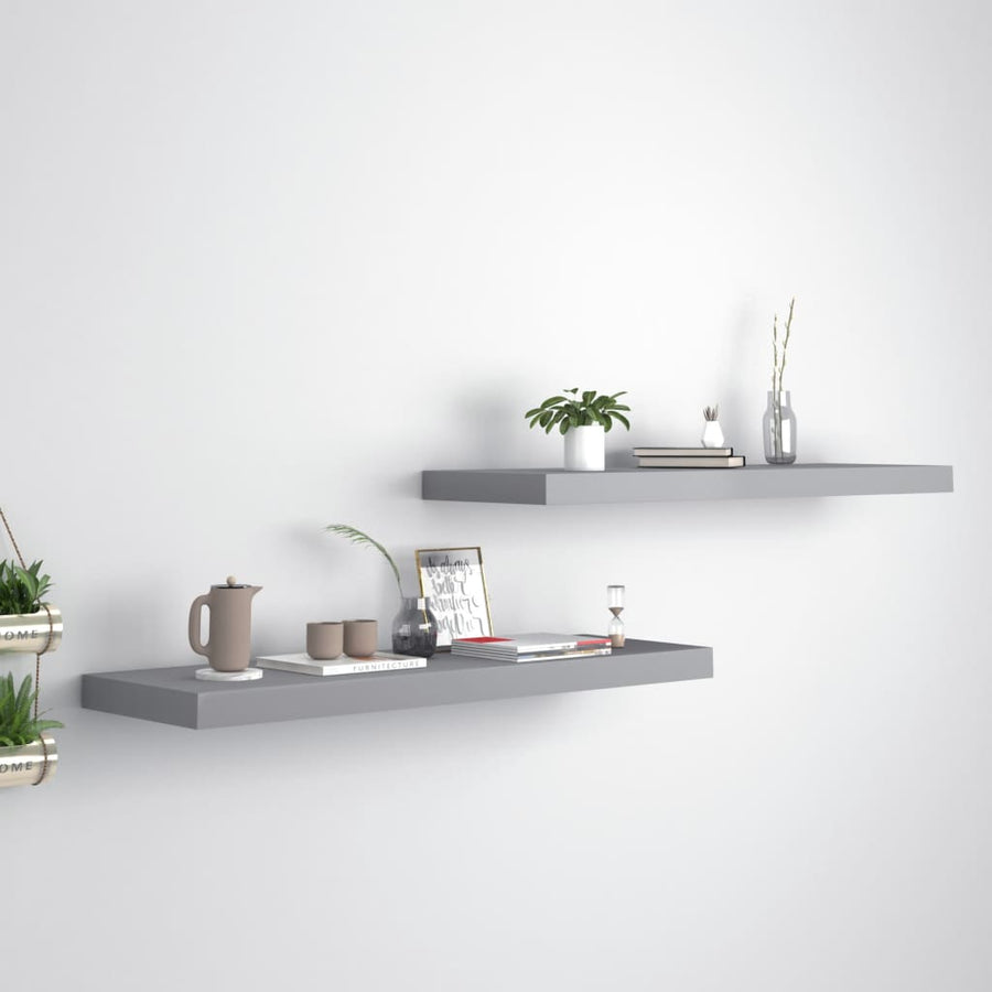 Rafturi De Perete Suspendate, 2 Buc., , 80X23,5X3,8 Cm, Mdf Gri