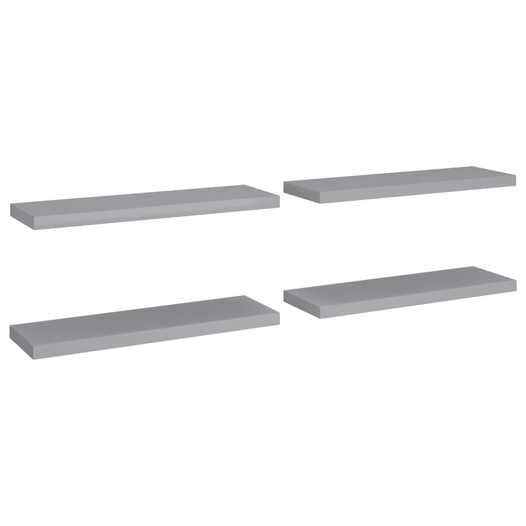 Rafturi De Perete Suspendate, 4 Buc., , 80X23,5X3,8 Cm, Mdf Gri