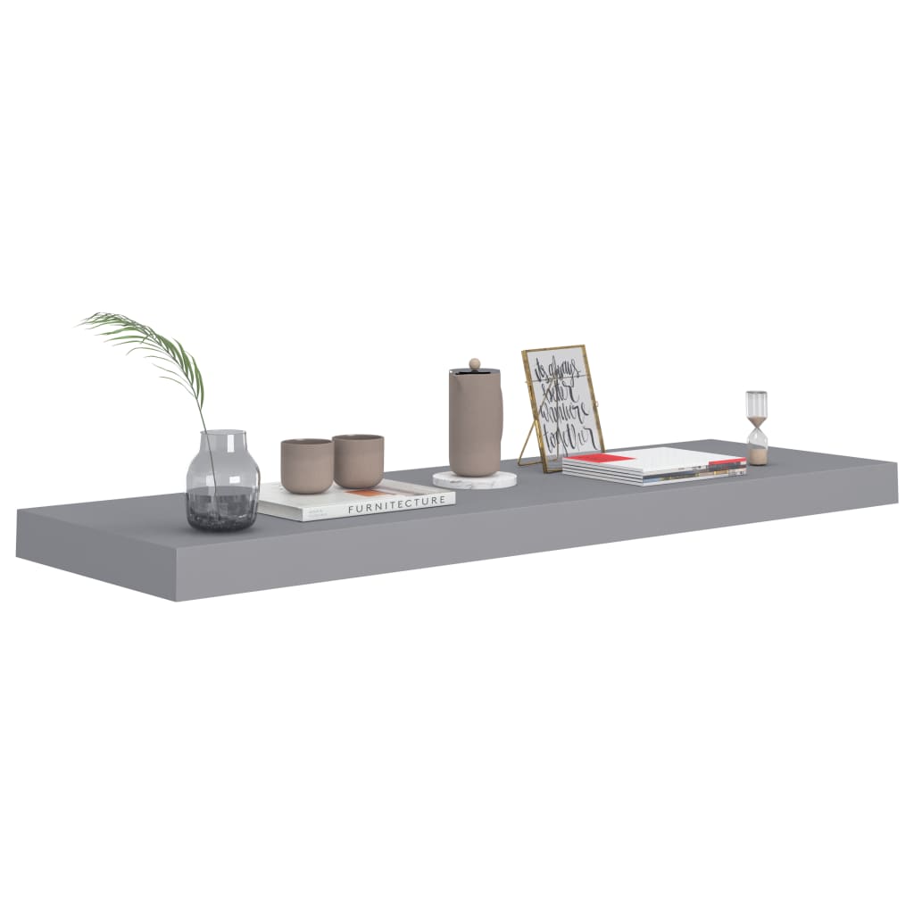 Rafturi De Perete Suspendate, 4 Buc., , 80X23,5X3,8 Cm, Mdf Gri