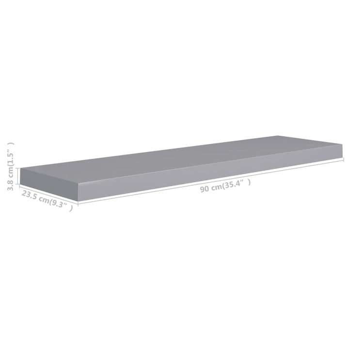 Raft De Perete Suspendat, , 90X23,5X3,8 Cm, Mdf Gri