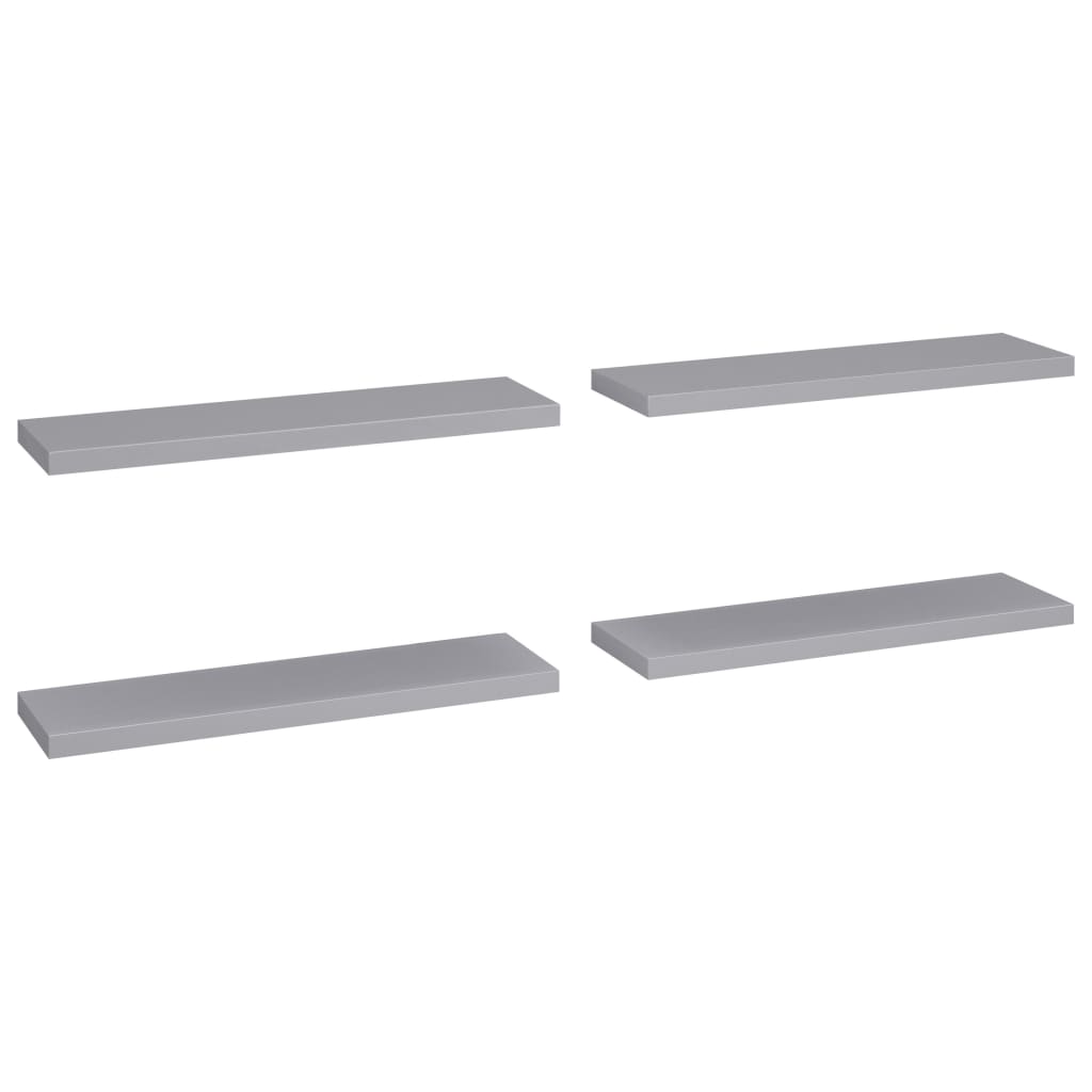 Rafturi De Perete Suspendate, 4 Buc., , 90X23,5X3,8 Cm, Mdf Gri