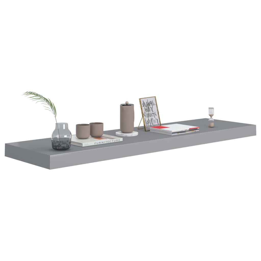 Rafturi De Perete Suspendate, 4 Buc., , 90X23,5X3,8 Cm, Mdf Gri