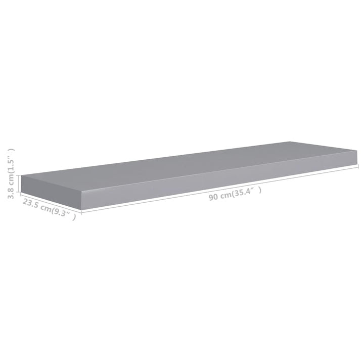 Rafturi De Perete Suspendate, 4 Buc., , 90X23,5X3,8 Cm, Mdf Gri