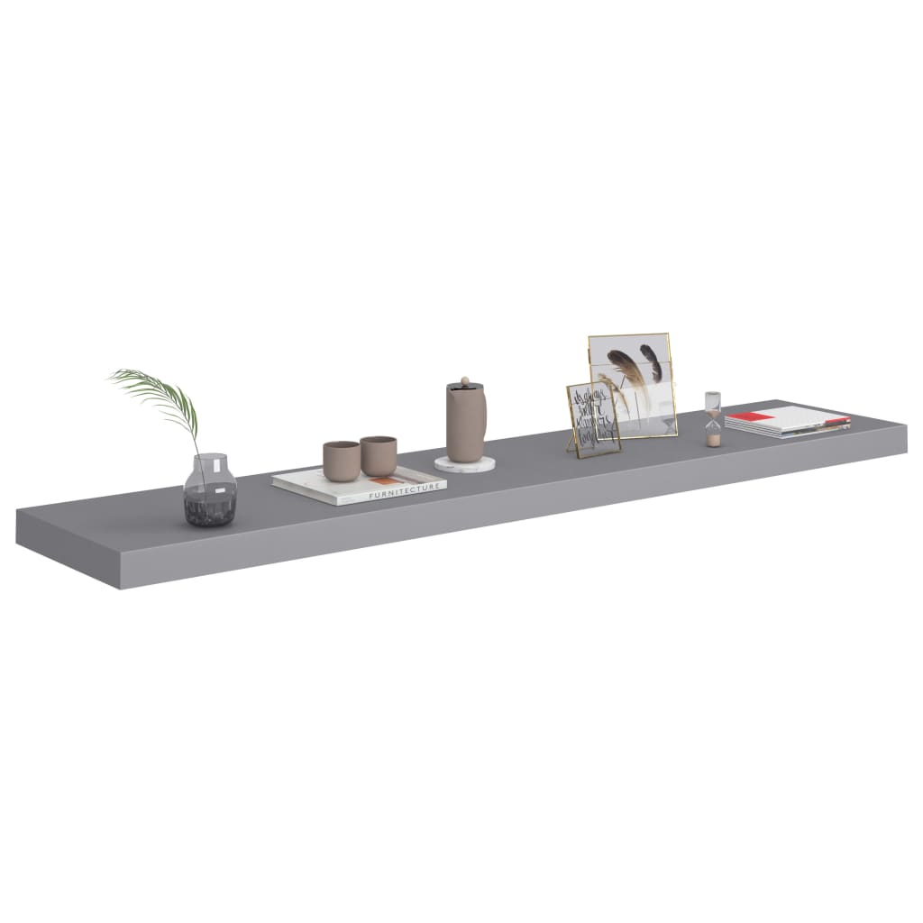 Rafturi De Perete Suspendate, 2 Buc., , 120X23,5X3,8 Cm, Mdf Gri