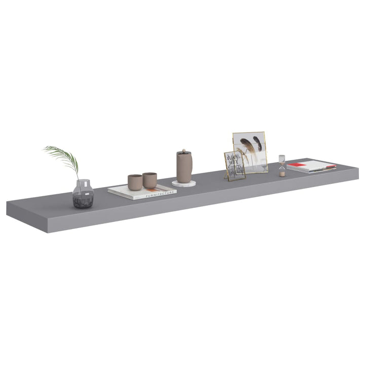 Rafturi De Perete Suspendate, 2 Buc., , 120X23,5X3,8 Cm, Mdf Gri