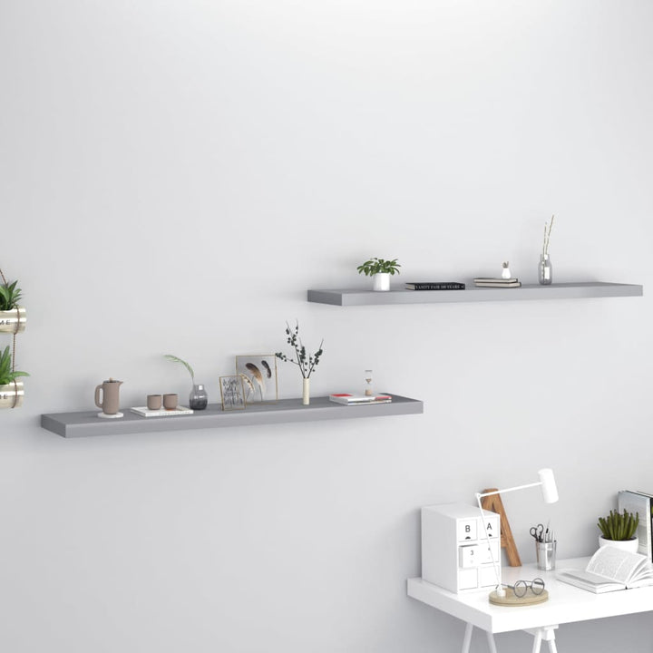 Rafturi De Perete Suspendate, 2 Buc., , 120X23,5X3,8 Cm, Mdf Gri