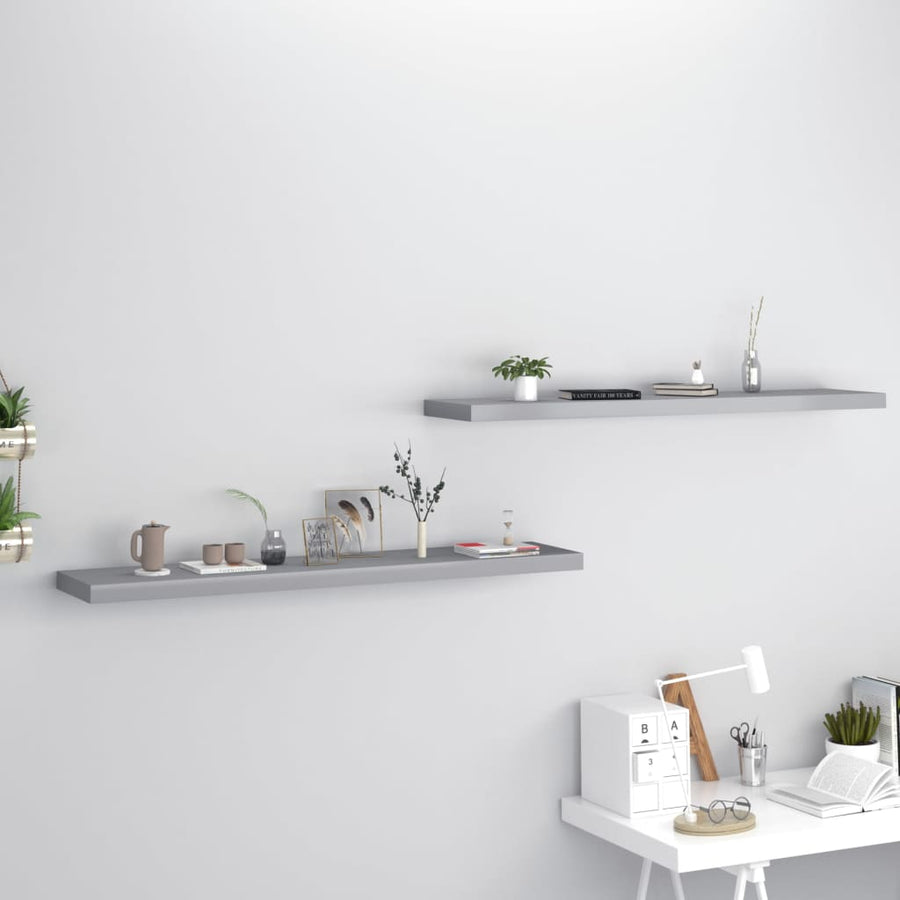 Rafturi De Perete Suspendate, 2 Buc., , 120X23,5X3,8 Cm, Mdf Gri