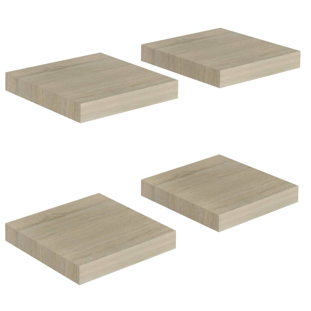 Rafturi Perete Suspendate, 4 Buc., , 23X23,5X3,8 Cm, Mdf Stejar