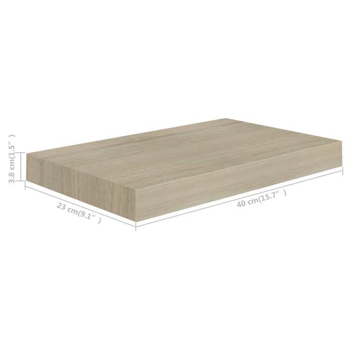 Rafturi De Perete Suspendate, 2 Buc., , 40X23X3,8 Cm, Mdf Stejar