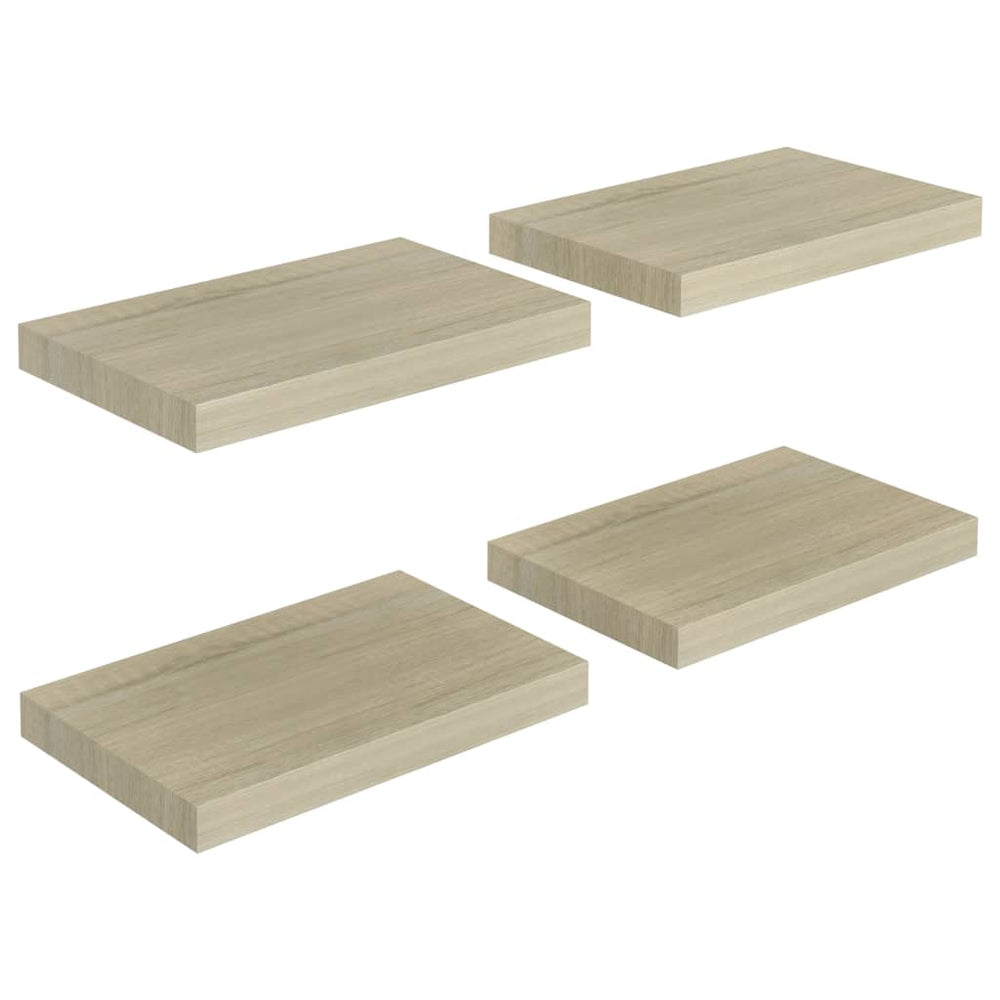 Rafturi De Perete Suspendate, 4 Buc., , 40X23X3,8 Cm, Mdf Stejar