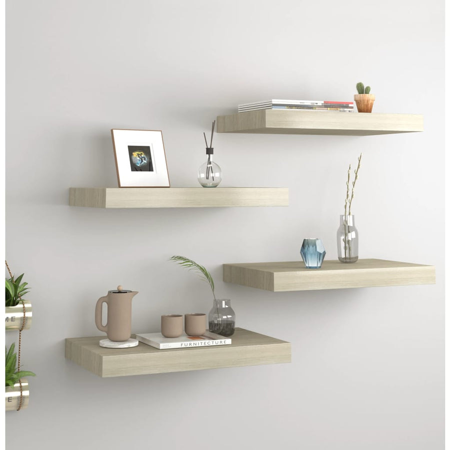 Rafturi De Perete Suspendate, 4 Buc., , 40X23X3,8 Cm, Mdf Stejar