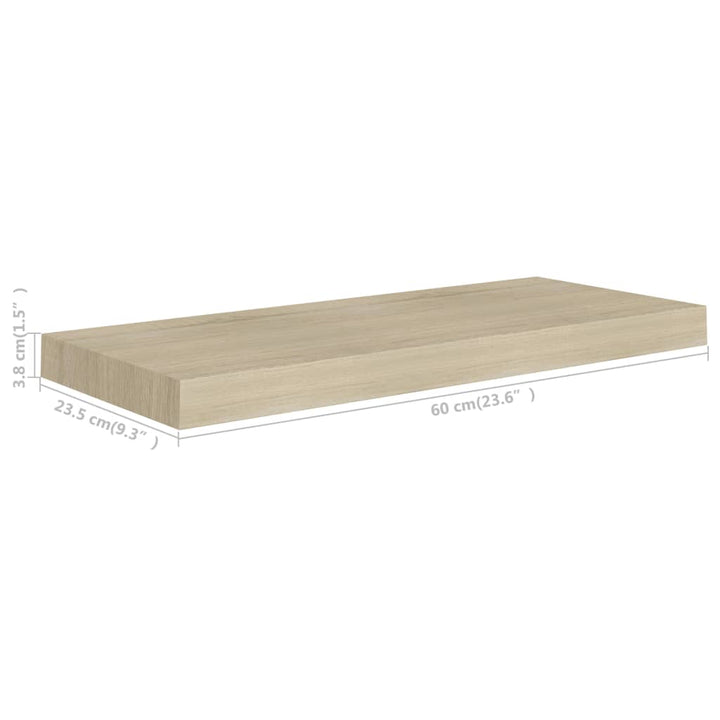 Rafturi De Perete Suspendate, 4 Buc., 60X23,5X3,8 Cm Mdf Stejar