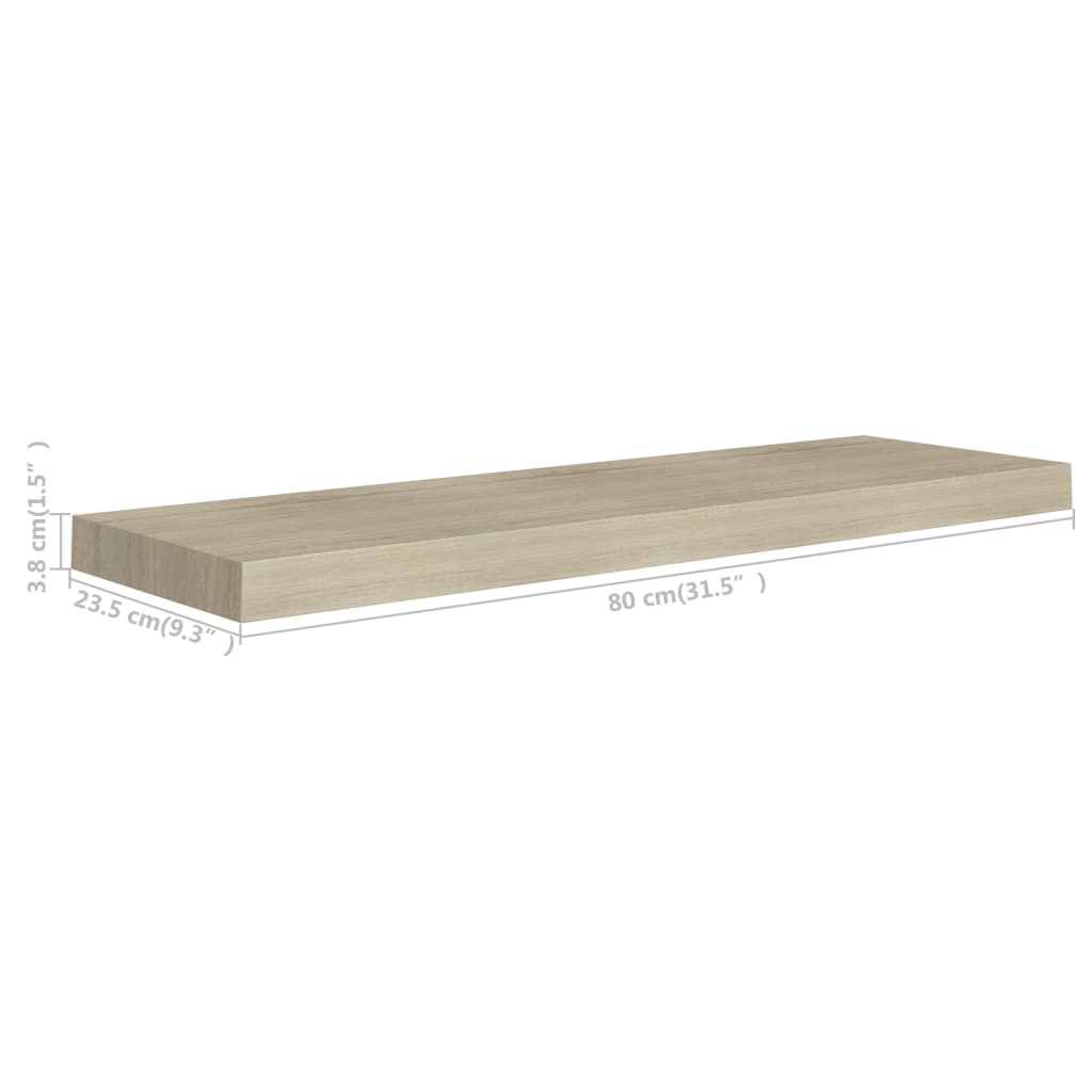 Rafturi De Perete Suspendate 2 Buc., , 80X23,5X3,8 Cm Mdf Stejar