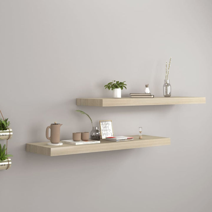 Rafturi De Perete Suspendate 2 Buc., , 80X23,5X3,8 Cm Mdf Stejar