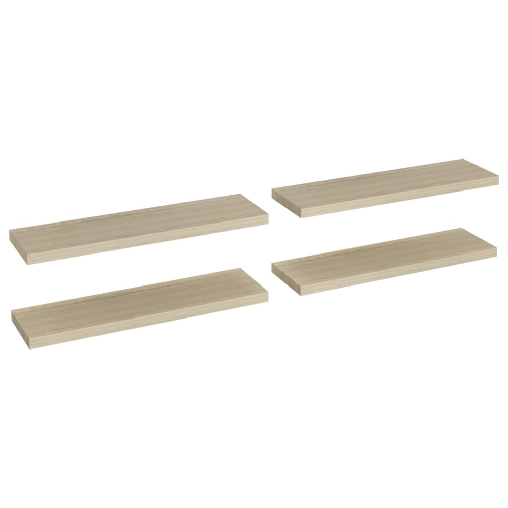 Rafturi De Perete Suspendate 4 Buc. , 90X23,5X3,8 Cm, Mdf Stejar