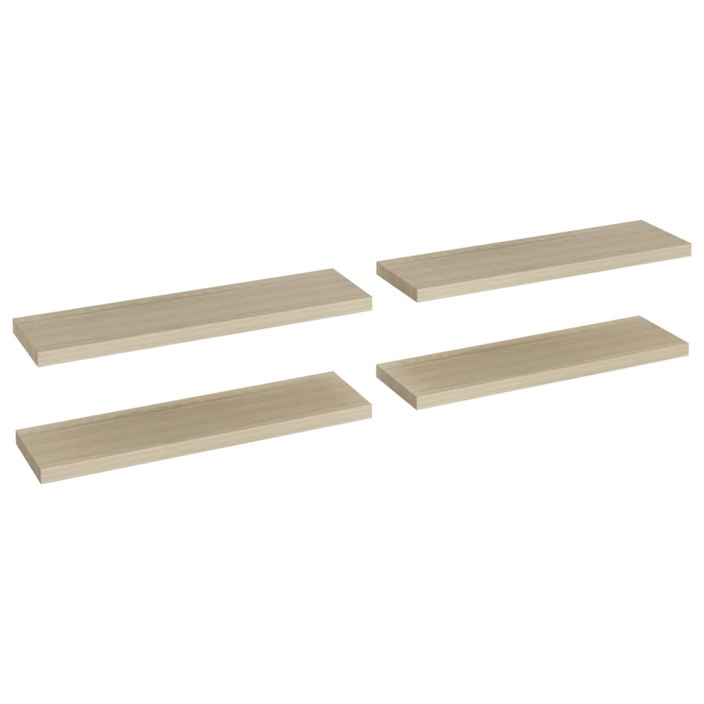 Rafturi De Perete Suspendate 4 Buc. , 90X23,5X3,8 Cm, Mdf Stejar