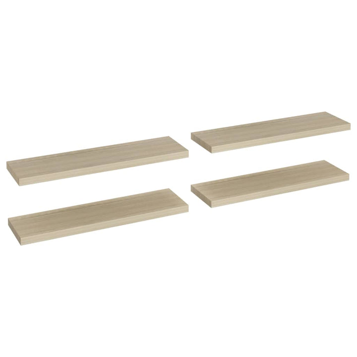 Rafturi De Perete Suspendate 4 Buc. , 90X23,5X3,8 Cm, Mdf Stejar