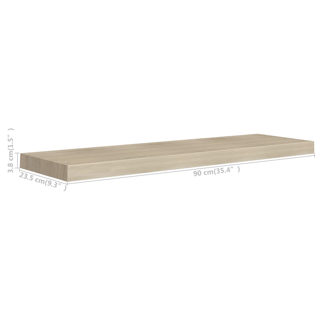 Rafturi De Perete Suspendate 4 Buc. , 90X23,5X3,8 Cm, Mdf Stejar