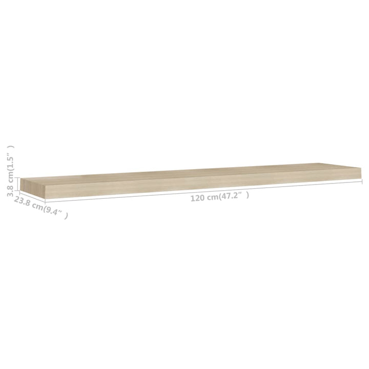 Raft De Perete Suspendat, , 120X23,5X3,8 Cm, Mdf Stejar
