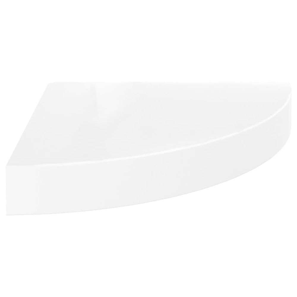 Raft Colțar De Perete, Alb Extralucios, 25 X 25 X 3,8 Cm, Mdf Alb Foarte Lucios