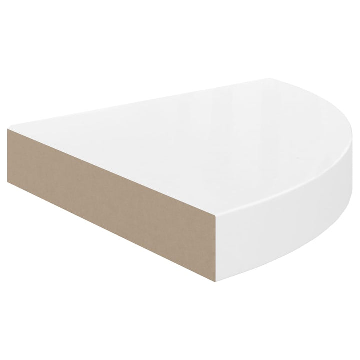 Raft Colțar De Perete, Alb Extralucios, 25 X 25 X 3,8 Cm, Mdf Alb Foarte Lucios