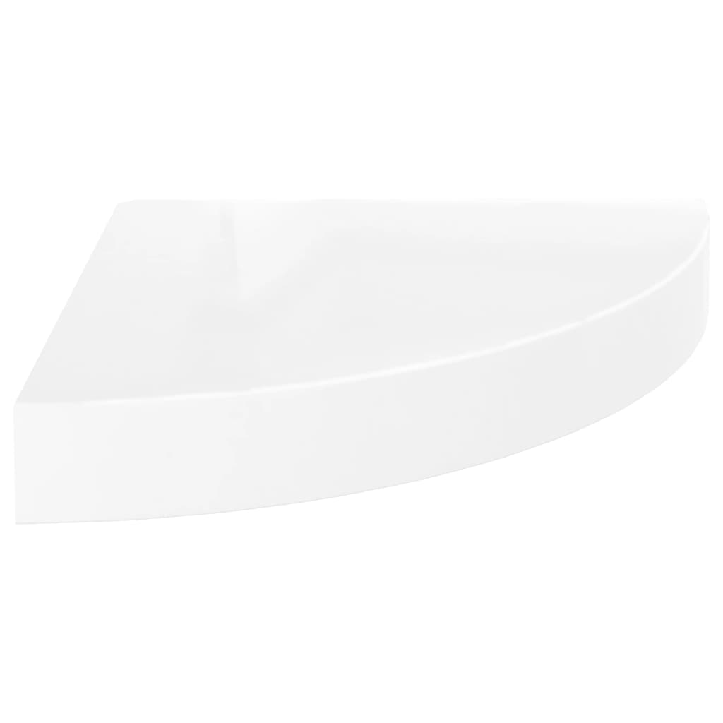 Rafturi Colț Perete, 2 Buc., Alb Extralucios, 25X25X3,8 Cm, Mdf Alb Foarte Lucios