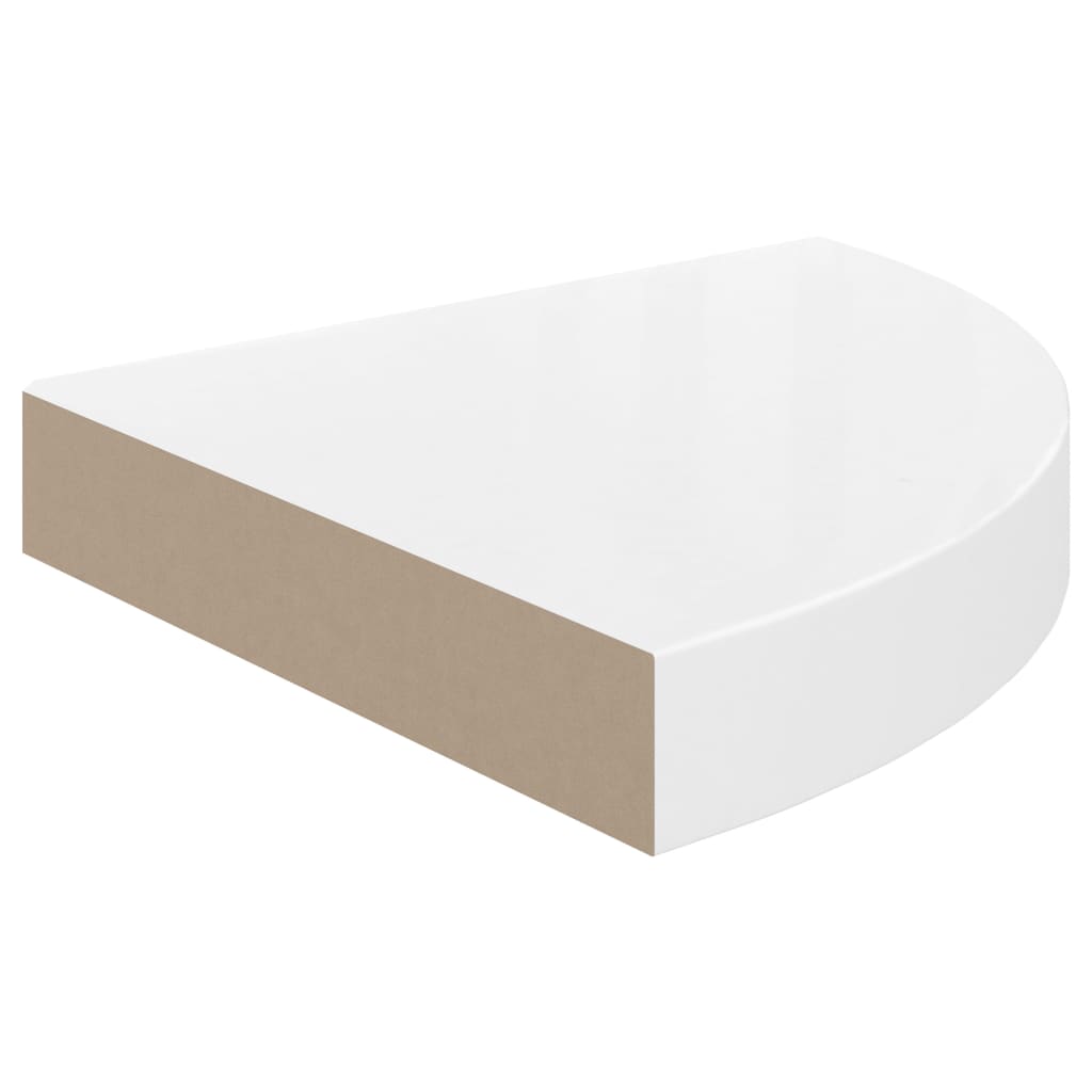 Rafturi Colț Perete, 2 Buc., Alb Extralucios, 25X25X3,8 Cm, Mdf Alb Foarte Lucios