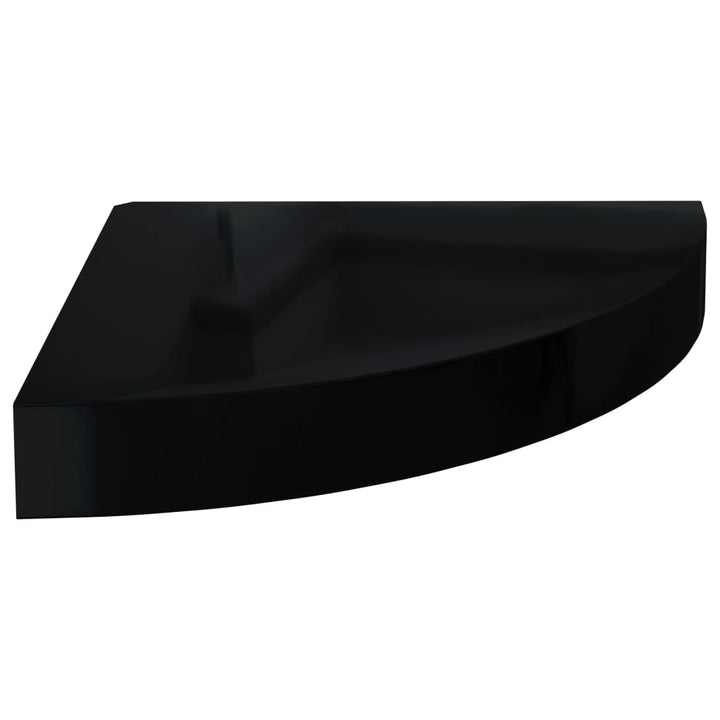Rafturi De Colț, 4 Buc., Negru Extralucios, 25X25X3,8 Cm, Mdf Negru Foarte Lucios