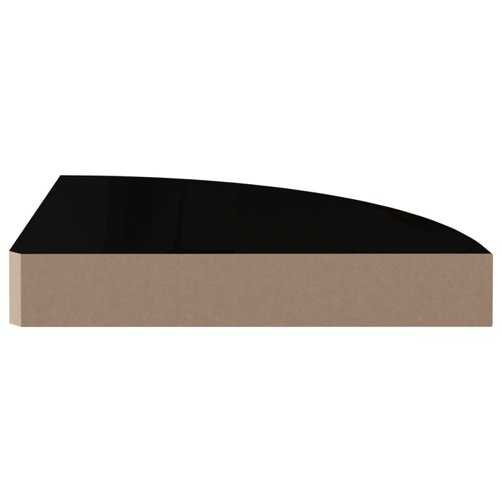 Rafturi De Colț, 4 Buc., Negru Extralucios, 25X25X3,8 Cm, Mdf Negru Foarte Lucios