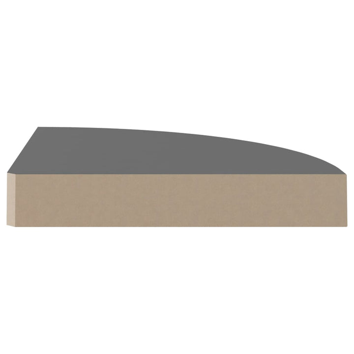 Rafturi Colț Perete, 2 Buc., Gri Extralucios, 25X25X3,8 Cm, Mdf Gri Foarte Lucios