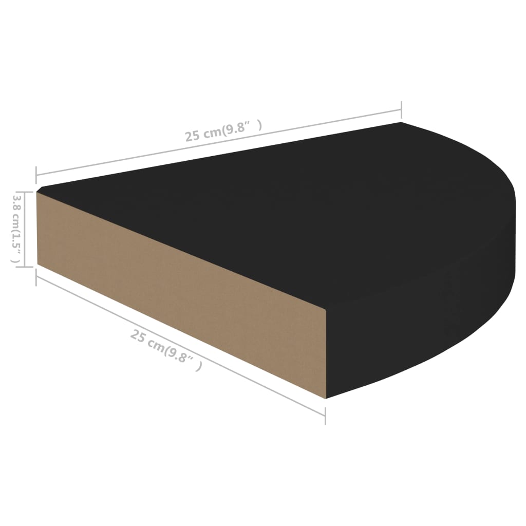 Raft De Colț Suspendat, , 25X25X3,8 Cm, Mdf Negru