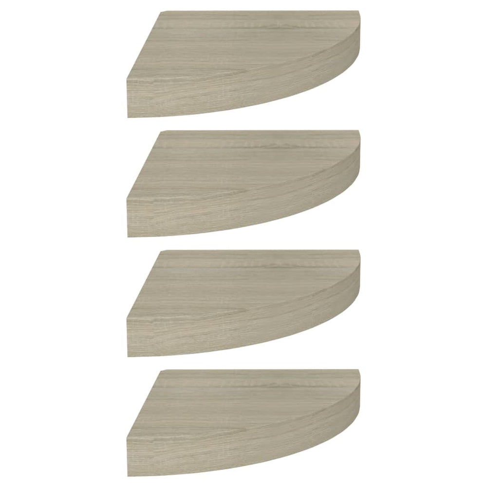 Rafturi Colțar De Perete, 4 Buc., , 25 X 25 X 3,8 Cm, Mdf Stejar