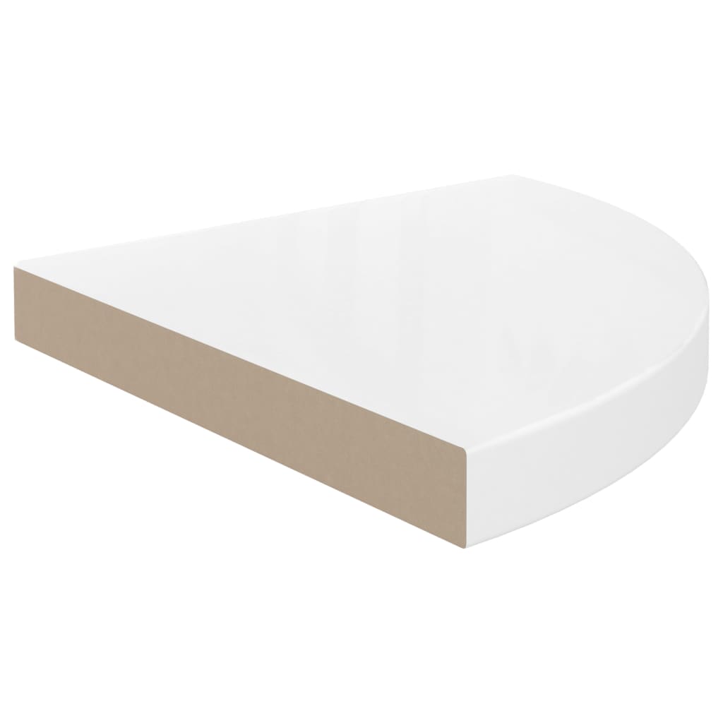 Raft Colțar De Perete, Alb Extralucios, 35X35X3,8 Cm, Mdf Alb Foarte Lucios