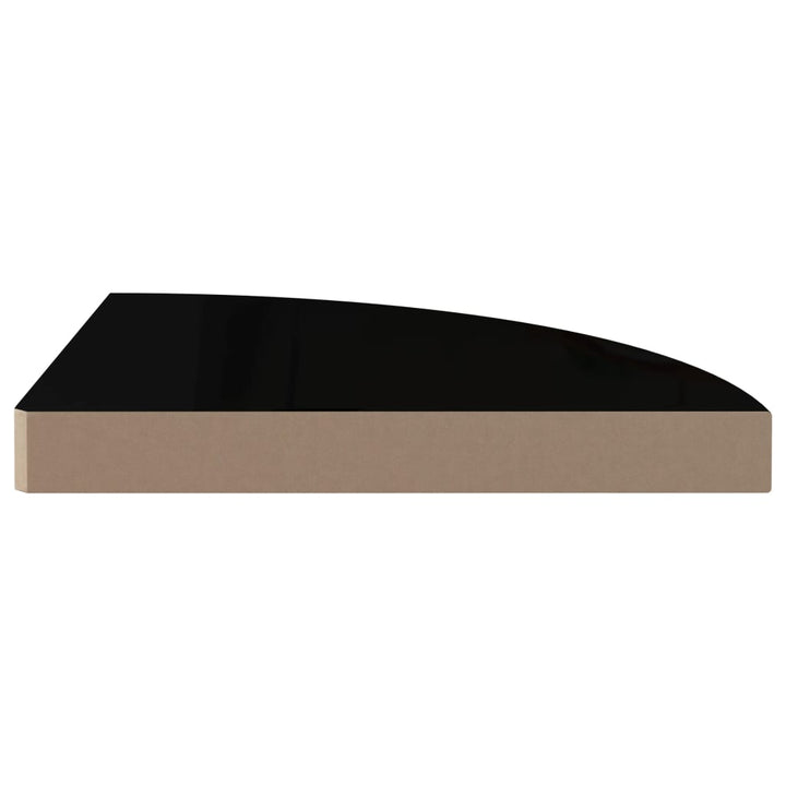 Raft Colțar De Perete, Negru Extralucios, 35X35X3,8 Cm, Mdf Negru Foarte Lucios