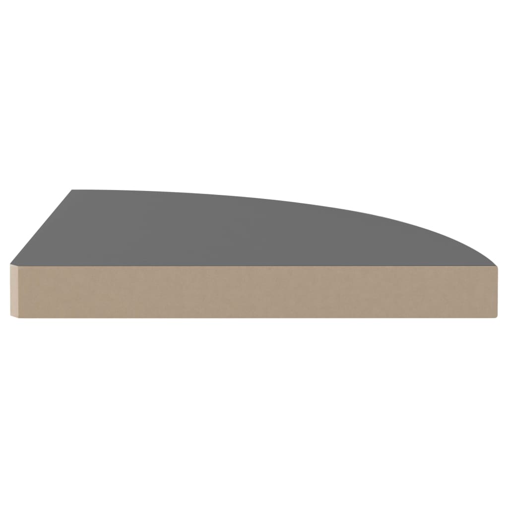 Raft Colțar De Perete, Gri Extralucios, 35 X 35 X 3,8 Cm, Mdf Gri Foarte Lucios
