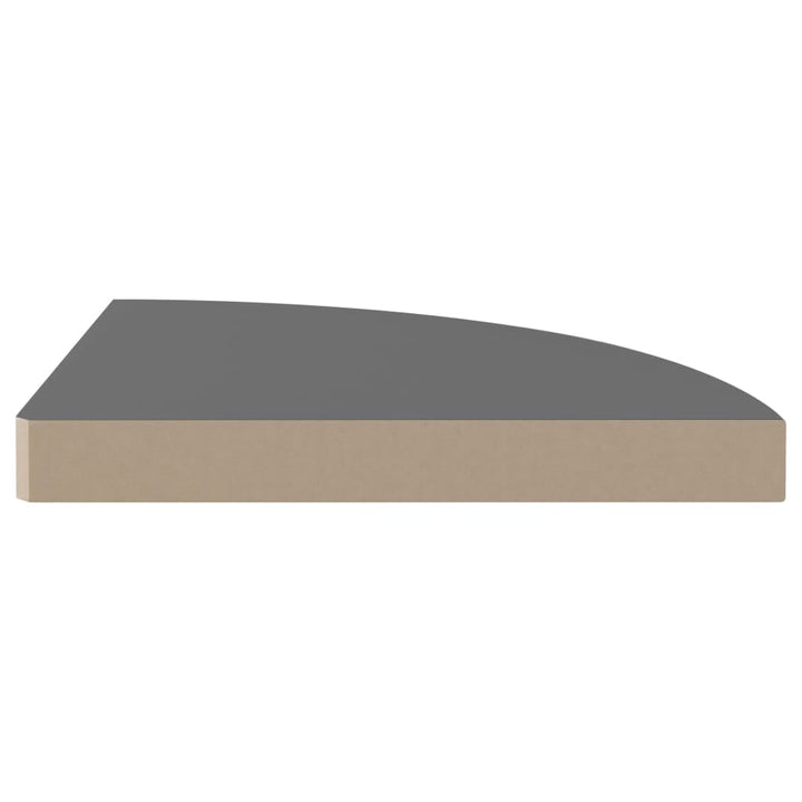 Raft Colțar De Perete, Gri Extralucios, 35 X 35 X 3,8 Cm, Mdf Gri Foarte Lucios