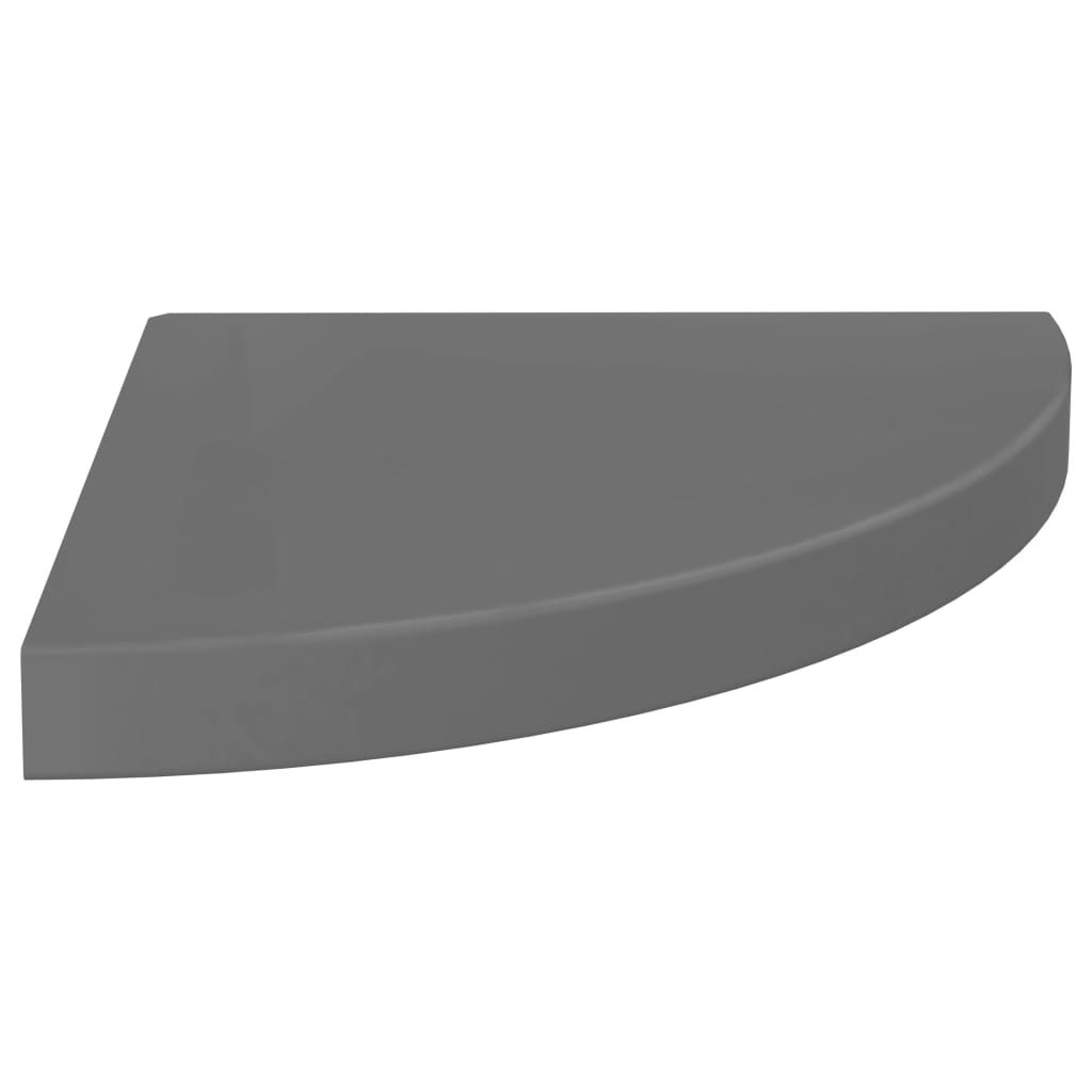 Rafturi Colț Perete, 4 Buc., Gri Extralucios, 35X35X3,8 Cm, Mdf Gri Foarte Lucios