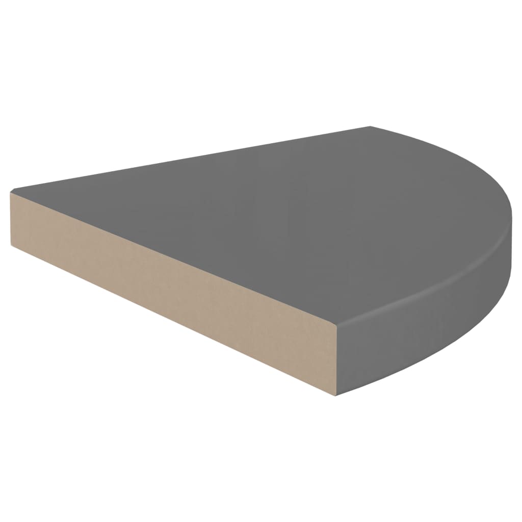 Rafturi Colț Perete, 4 Buc., Gri Extralucios, 35X35X3,8 Cm, Mdf Gri Foarte Lucios