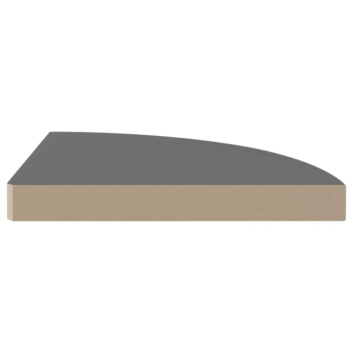 Rafturi Colț Perete, 4 Buc., Gri Extralucios, 35X35X3,8 Cm, Mdf Gri Foarte Lucios