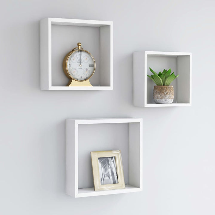 Rafturi De Perete Cub, 3 Buc., , Mdf