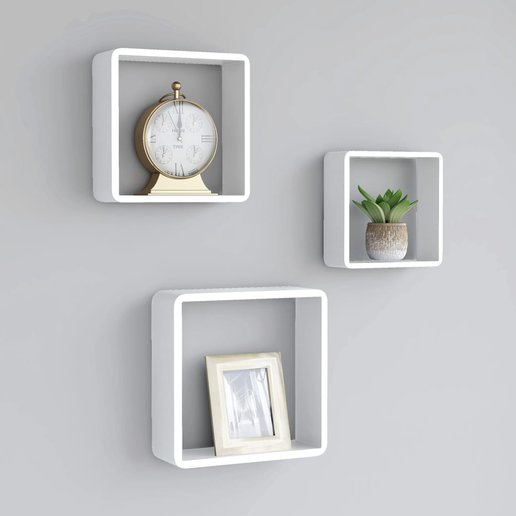 Rafturi De Perete Cub, 3 Buc., , Mdf