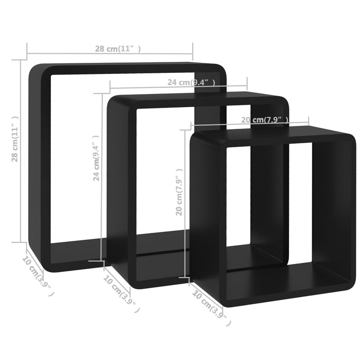 Rafturi De Perete Cub, 3 Buc., , Mdf