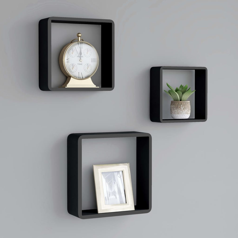 Rafturi De Perete Cub, 3 Buc., , Mdf