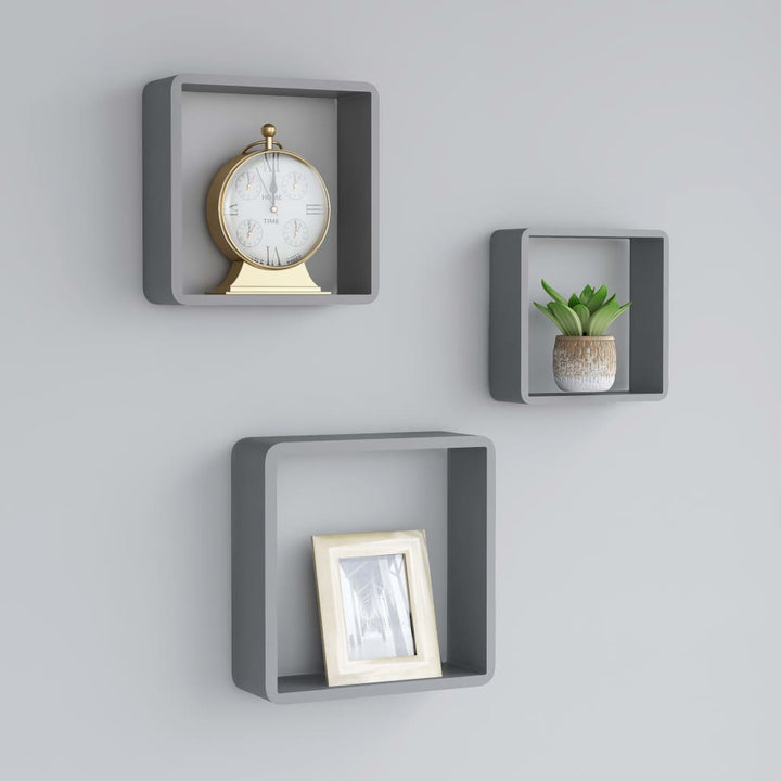 Rafturi De Perete Cub, 3 Buc., , Mdf