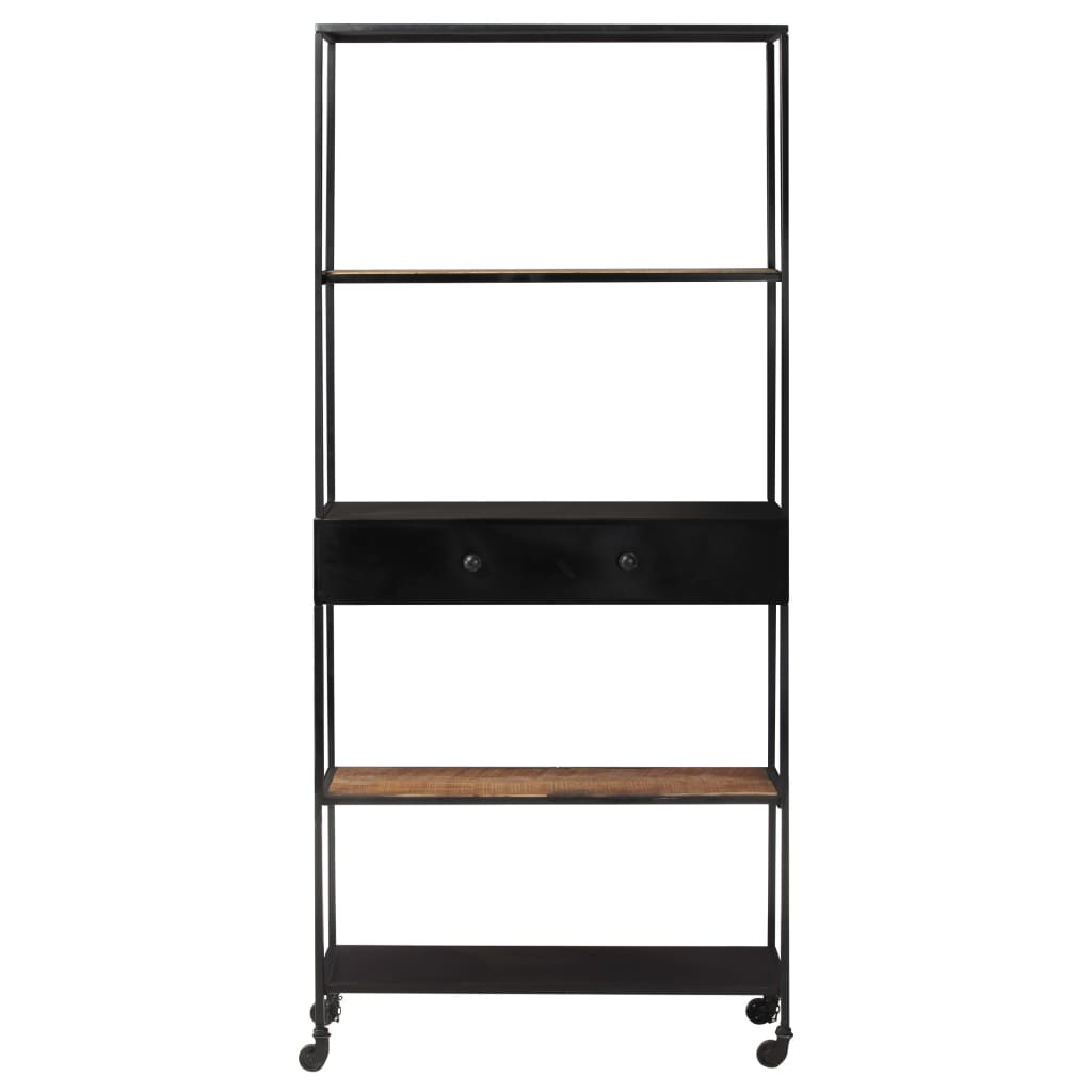 Bibliotecă, 80X35X1, Lemn Mango Nefinisat & Fier