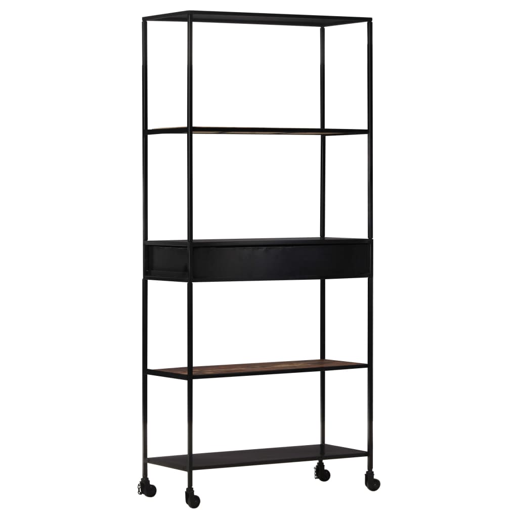 Bibliotecă, 80X35X1, Lemn Mango Nefinisat & Fier